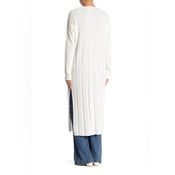 NWT! Free People Skinny Mini Ribbed White Cream Long Cardigan Duster Sweater S - Picture 5 of 9